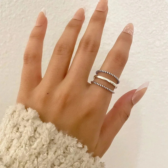 925 Sterling Silver Layer Stackable Ring Multi Layer Dainty Ring Band - Picture 7 of 7